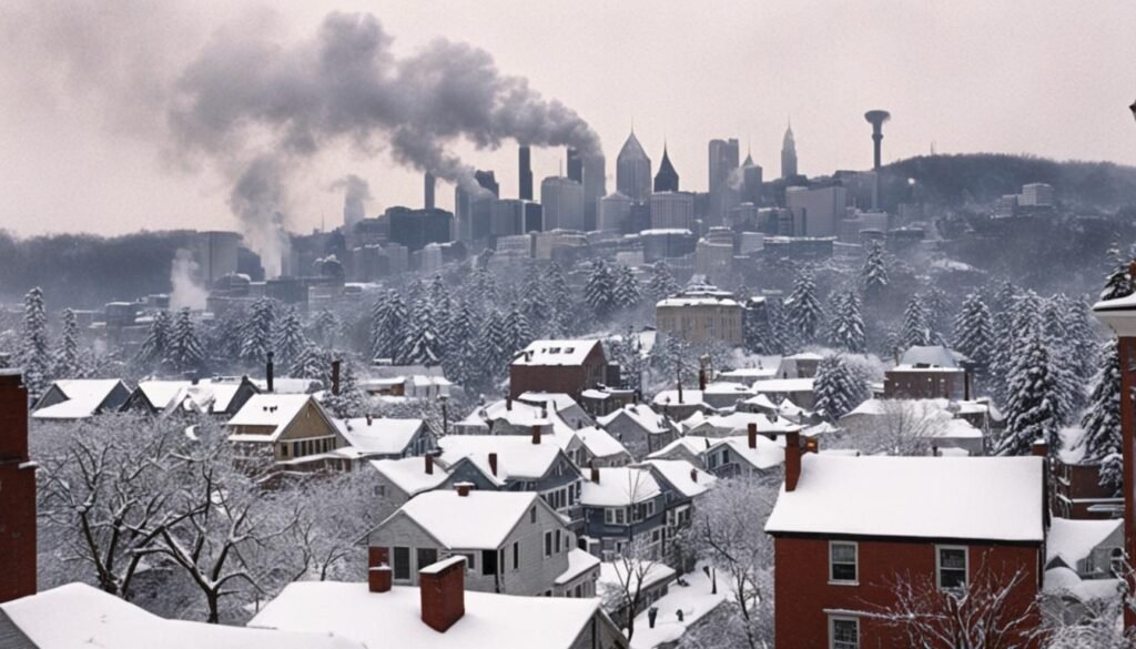 Areas with snow in Pittsburgh