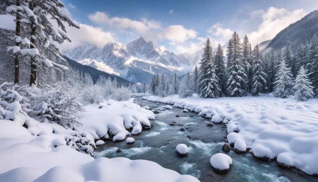 Snowfall in German Alps