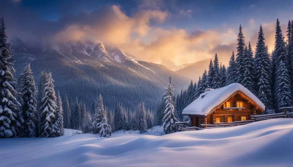 Snowy landscape in Romania