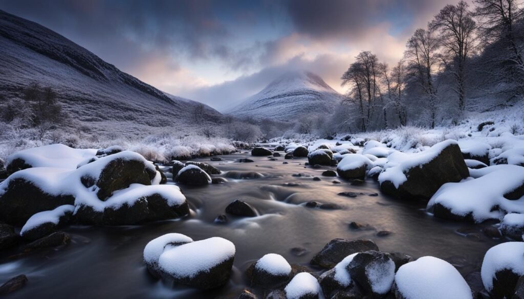 Snowy landscapes in Scotland