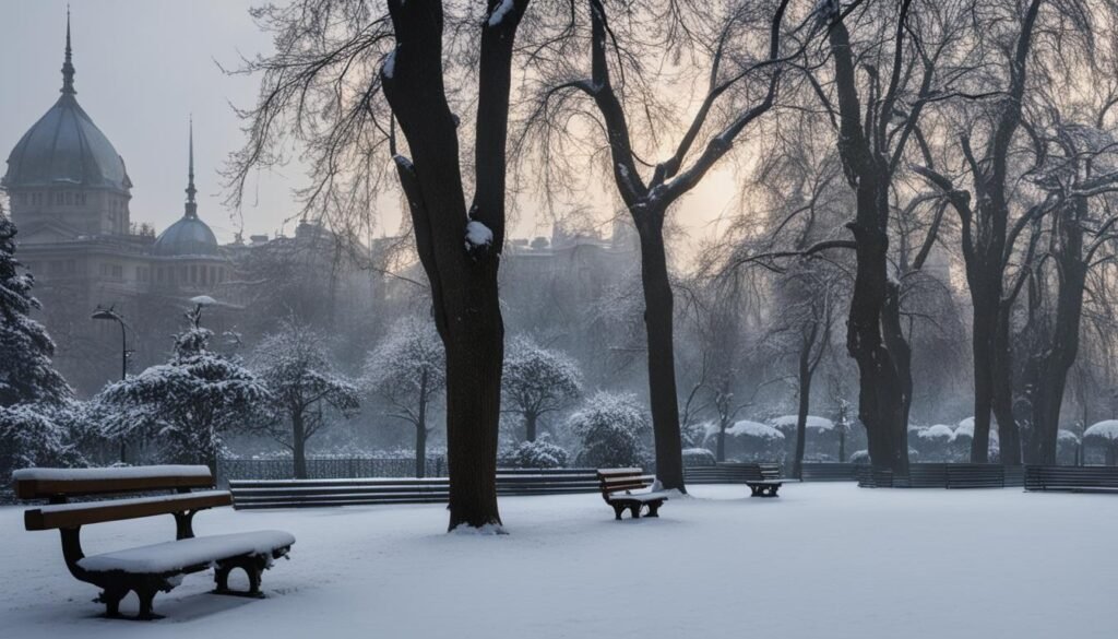 snow in Bucharest Romania