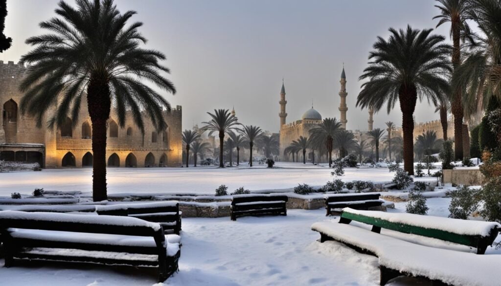 snowfall in Damascus